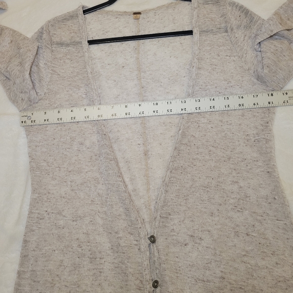 Free People Cardigan Boho Cottagecore Linen Blend Button Front Sweater Women's S - Picture 4 of 11